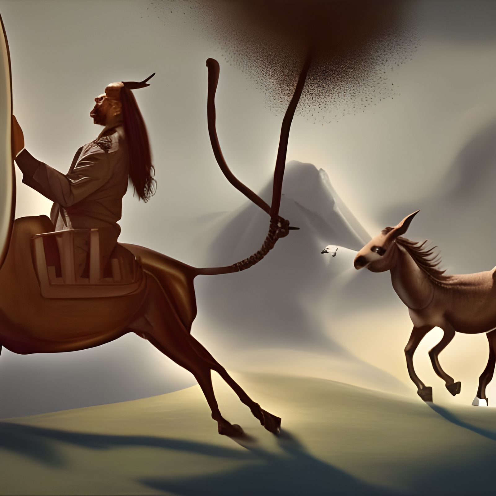 Salvador Dali on a donkey performs a jazz solo film score