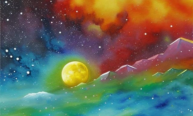 City On The Moon - Gouache
