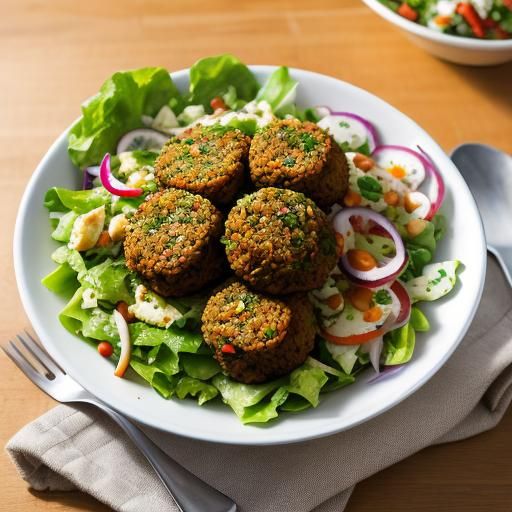 falafels in a bowl with salad