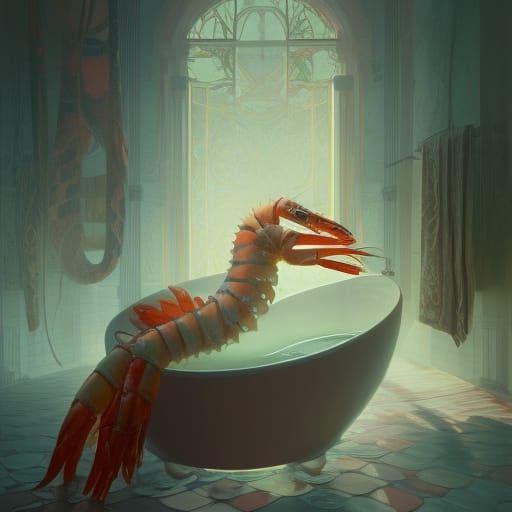 Shrimp in bathtub