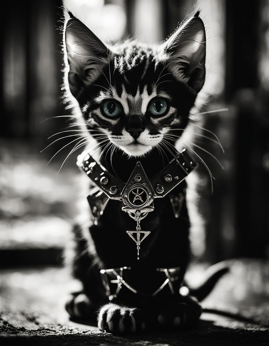 Gothic kitten with dragon wings, satanic, demonic, baphomet ...