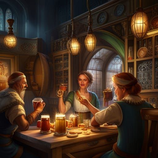 Munich fete de la biere une serveuse avec des pots de bières...