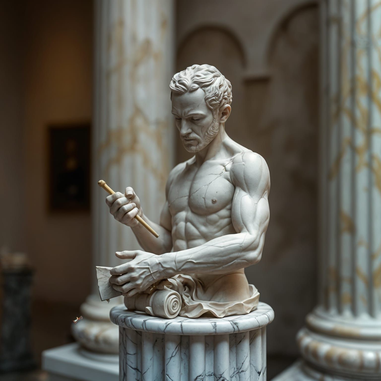 Clay sculpture - self portrait   by @BM