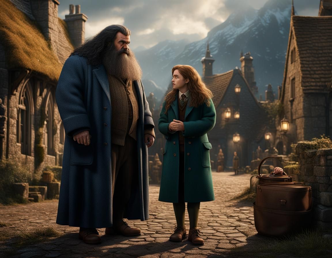Hagrid talking to Hermione Granger  by @BEAR