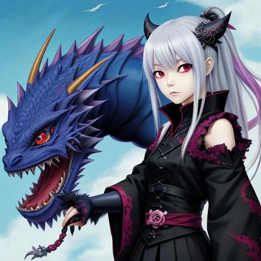 A Goth With Her Pet Dragon!