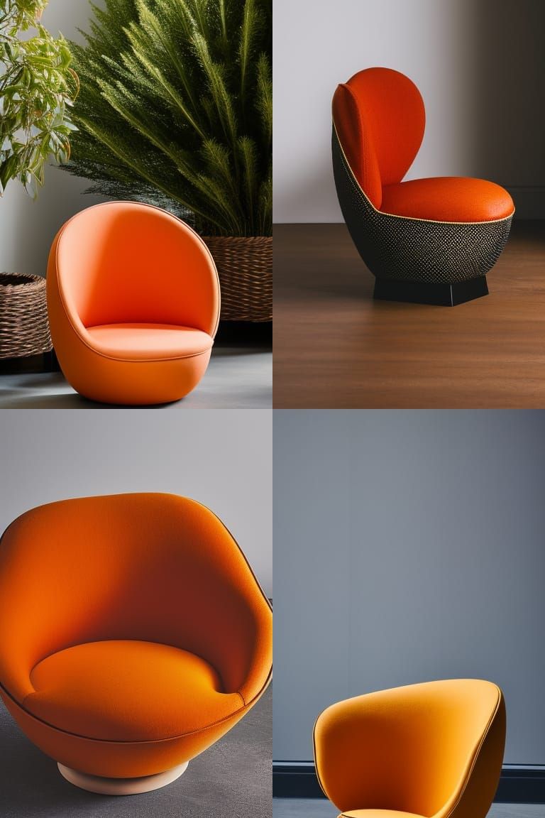 Product photography of a citrus fruit shaped chair, medium s...