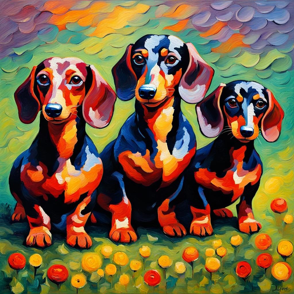 Three Little Dachshunds - AI Generated Artwork - NightCafe Creator