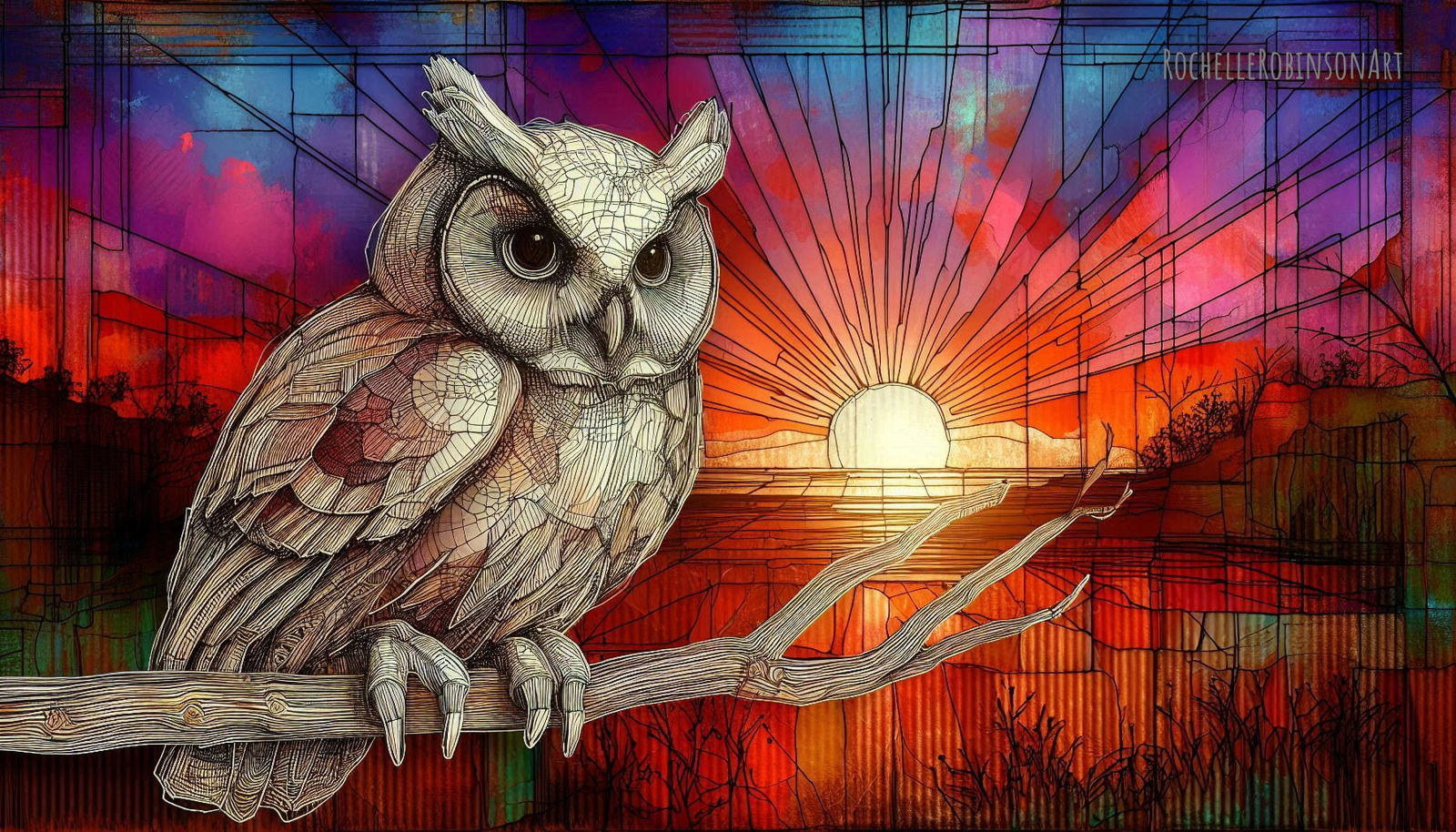 Owl At Sunset