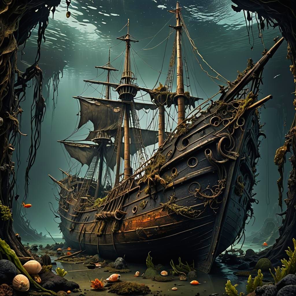 Abandoned ship under the sea  by @Me May Phim