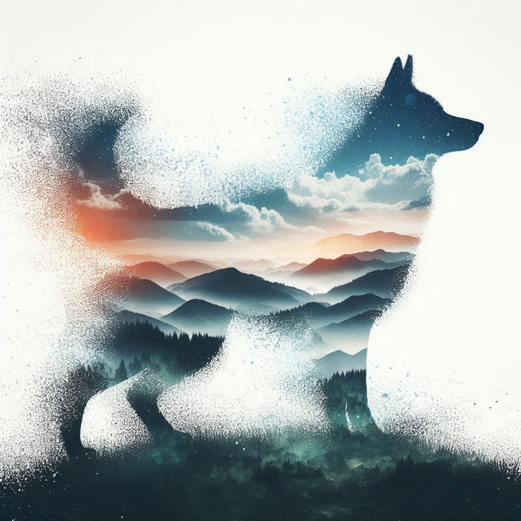 double exposure beautiful fantasy DALL-E 3 portrait landscape..