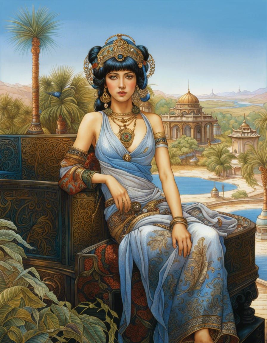 Full color portrait of a ornate and intricately detailed bea...