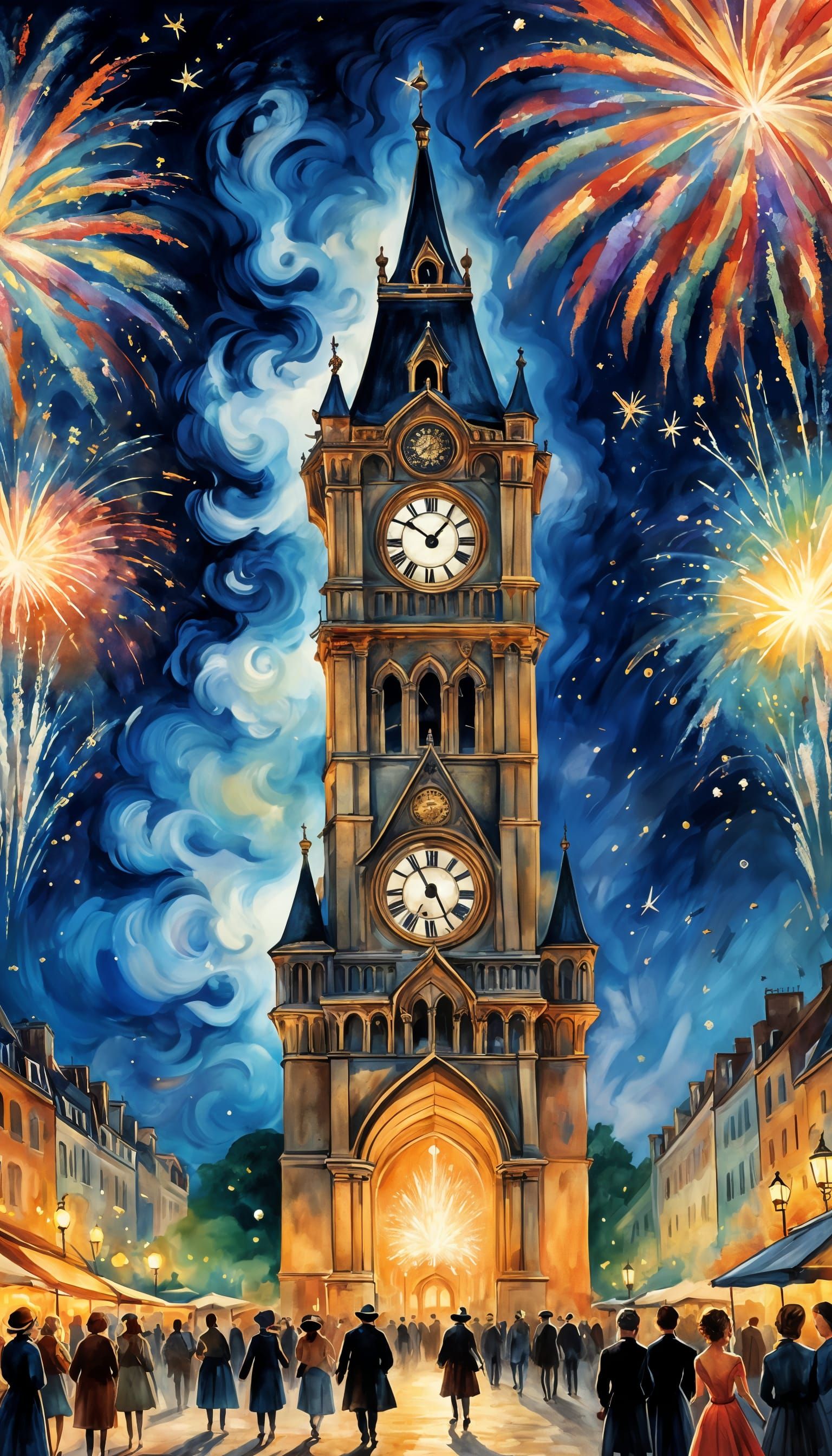 New Year's Eve Countdown on Clocks in different Time Zones  by @Katarzyna S-J