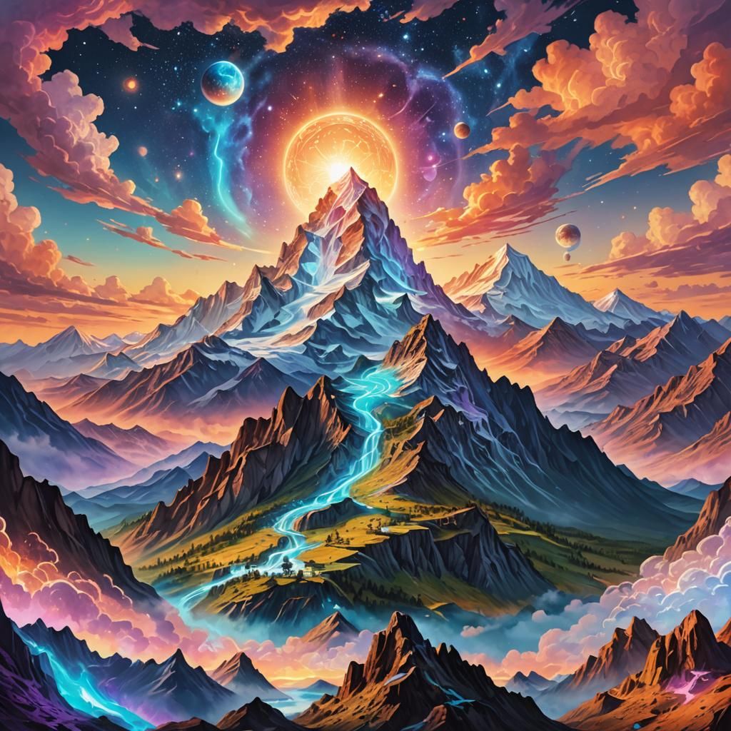 mountain at sunset  by @undefined