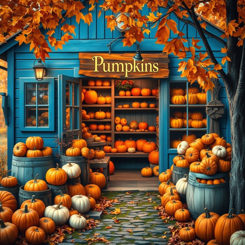 Rustic Pumpkin Shop in Autumn Colors