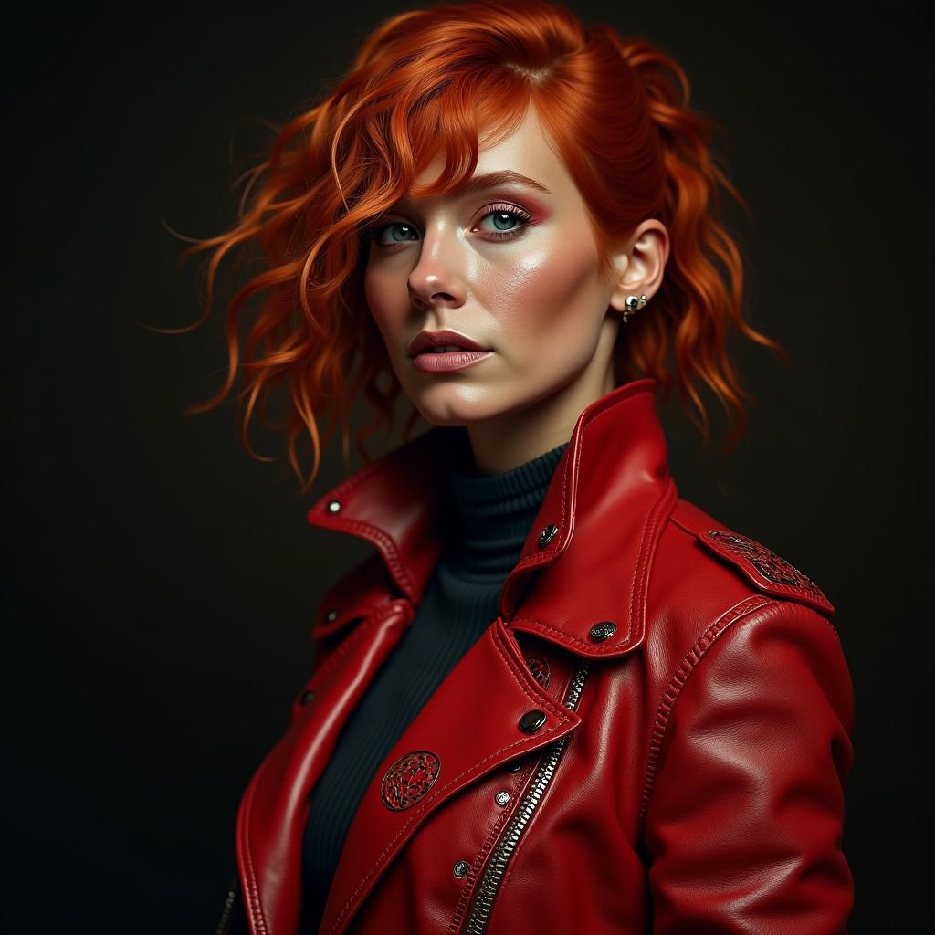 Star wars female smuggler in a red jacket with ginger hair
