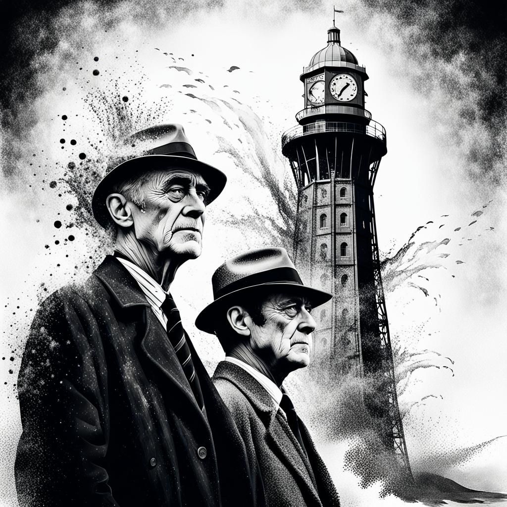 Blackpool Tower. The Good Old Days. Film Noir. Black and Whi...