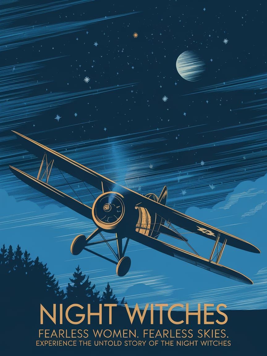A movie poster for a movie about the Night Witches during WW...