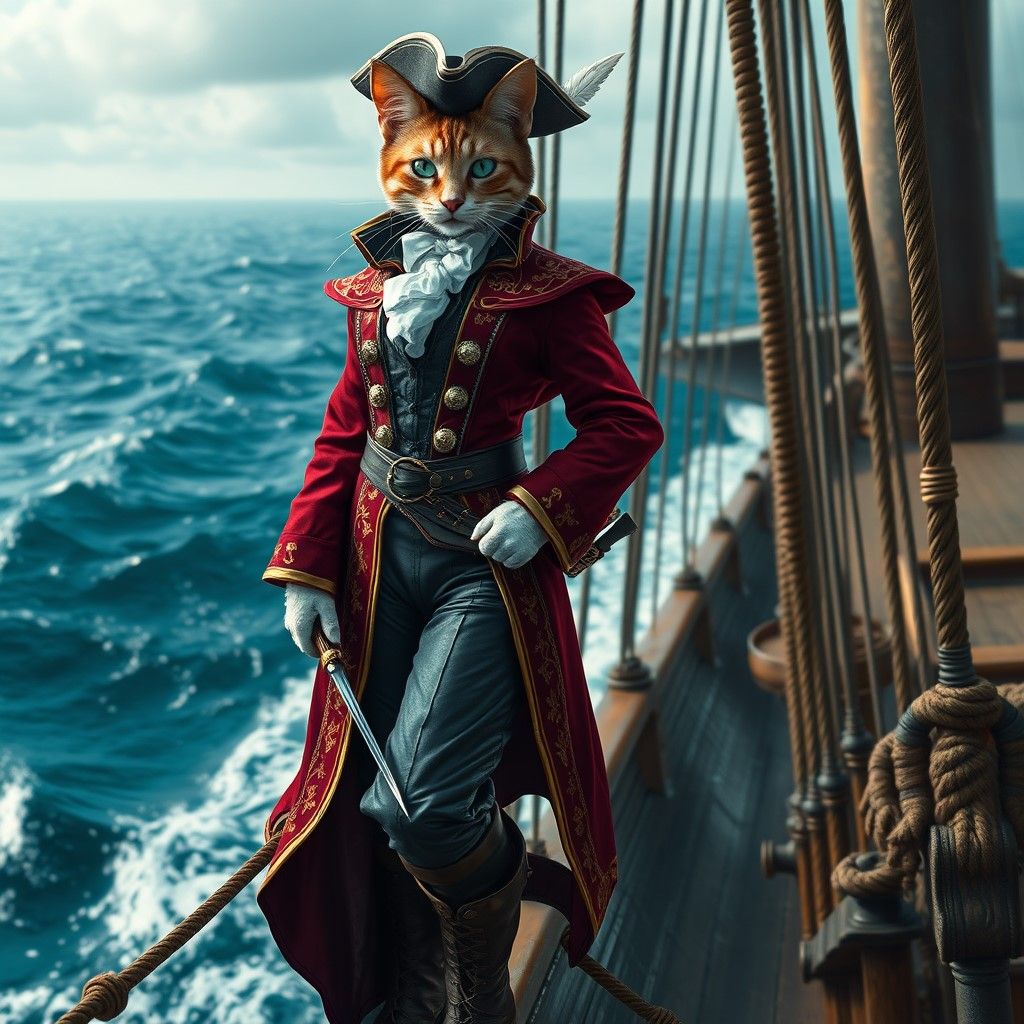 An anthropomorphic calico cat