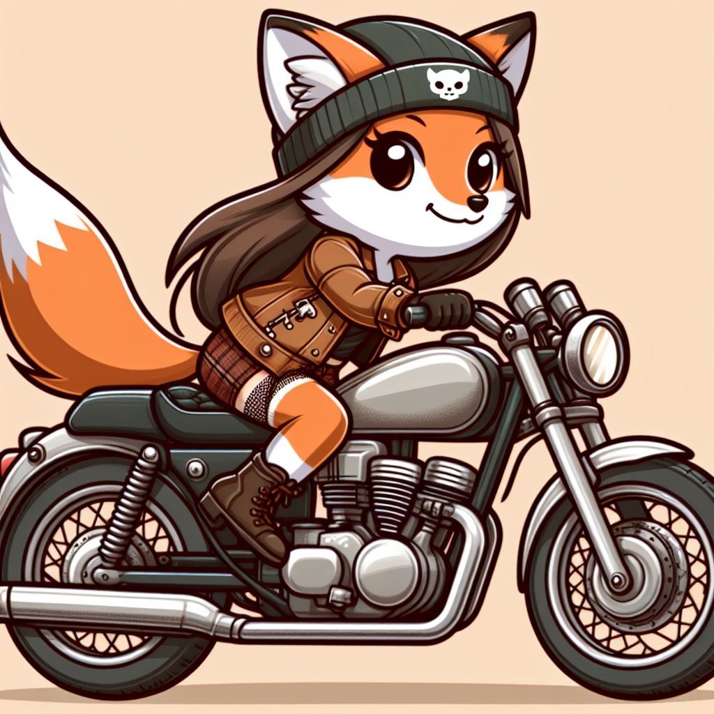 Female Fox (Furry) Riding a Motorcycle.