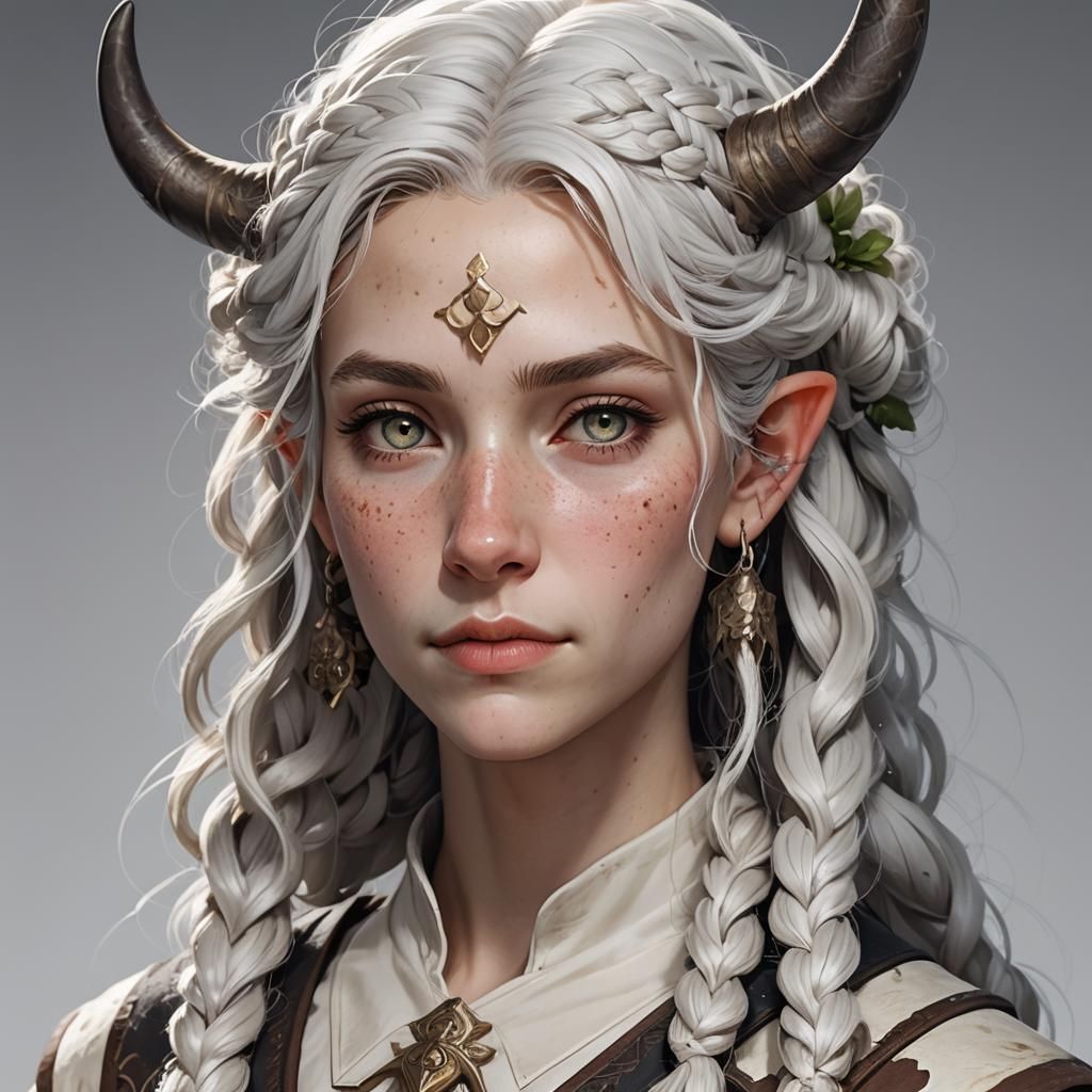Firbolg, cow nose, cow ears, bovine facial features on human...
