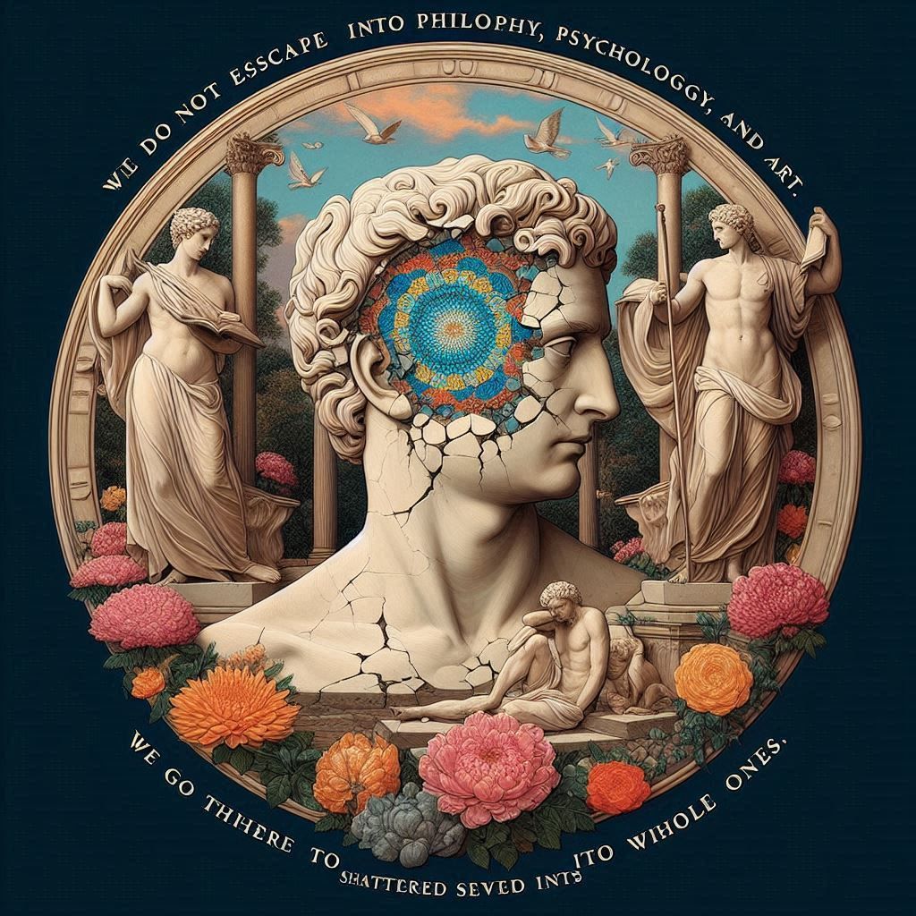 “We do not escape into philosophy, psychology, and art - we ...