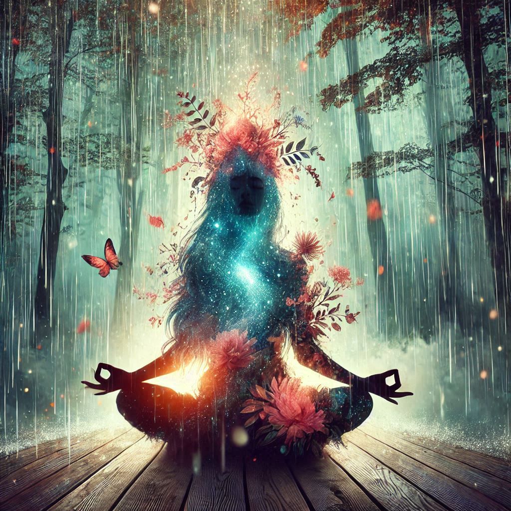 double exposure beautiful fantasy DALL-E 3 portrait landscape..