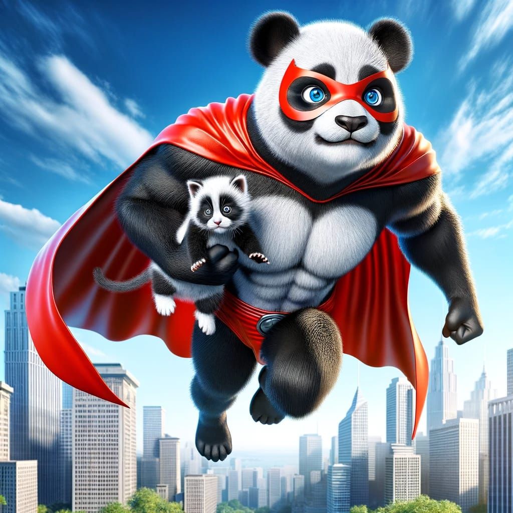 Super Panda Rescues a Kitten
