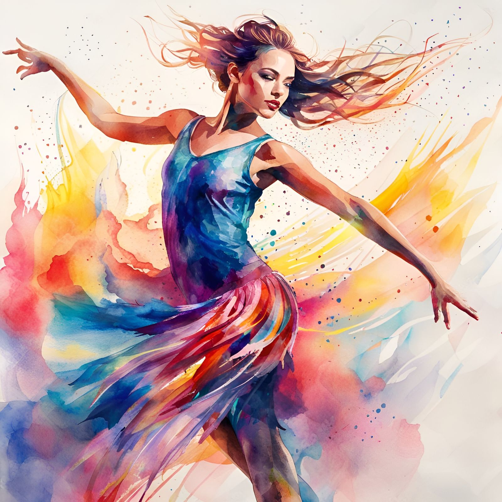 Watercolor dance - AI Generated Artwork - NightCafe Creator