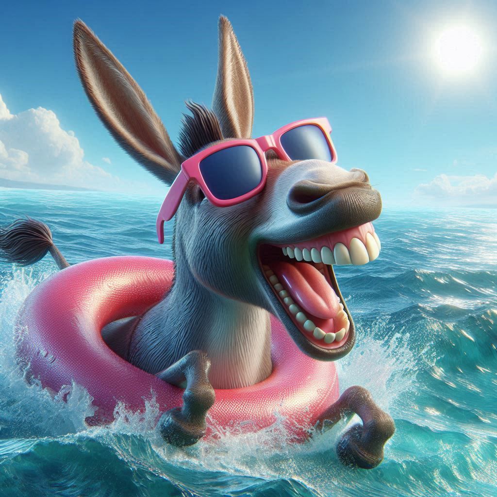 donkey splashing