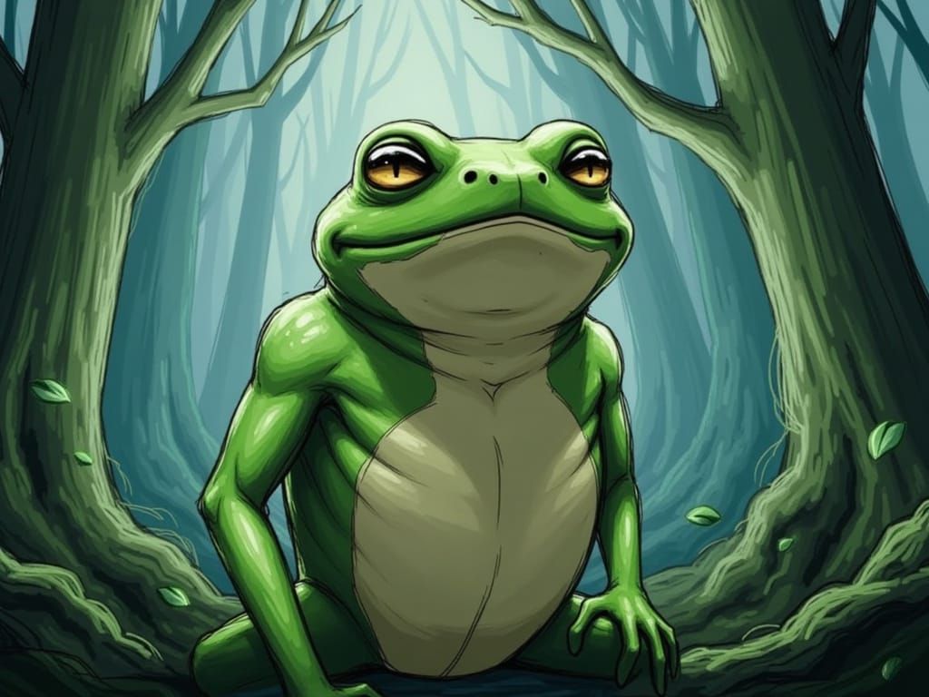 <lora:sprite:1.0> The Adventurous Pepe the frog