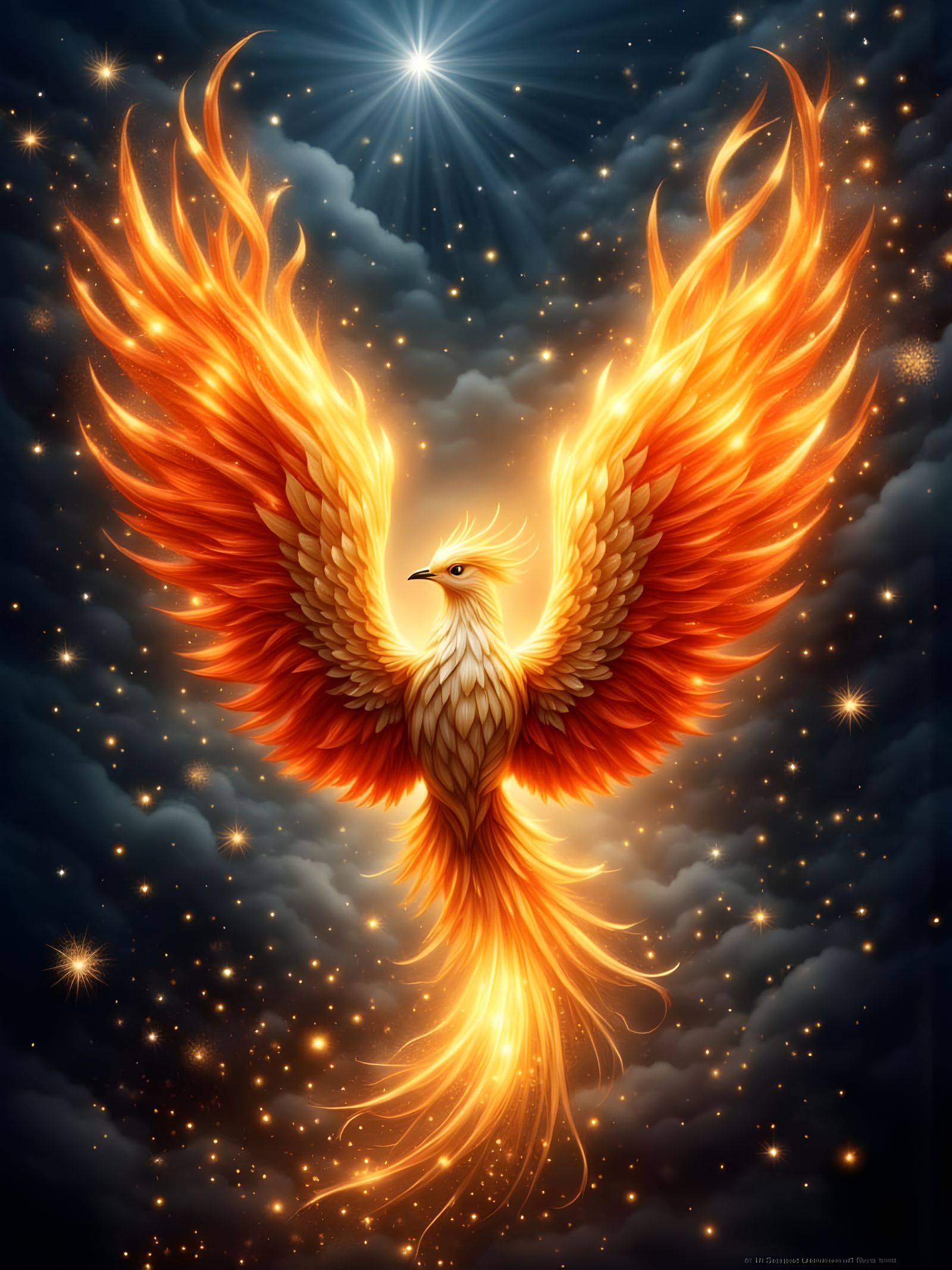 Ethereal Phoenix Rises from Heart-Shaped Flame in Whimsical ...