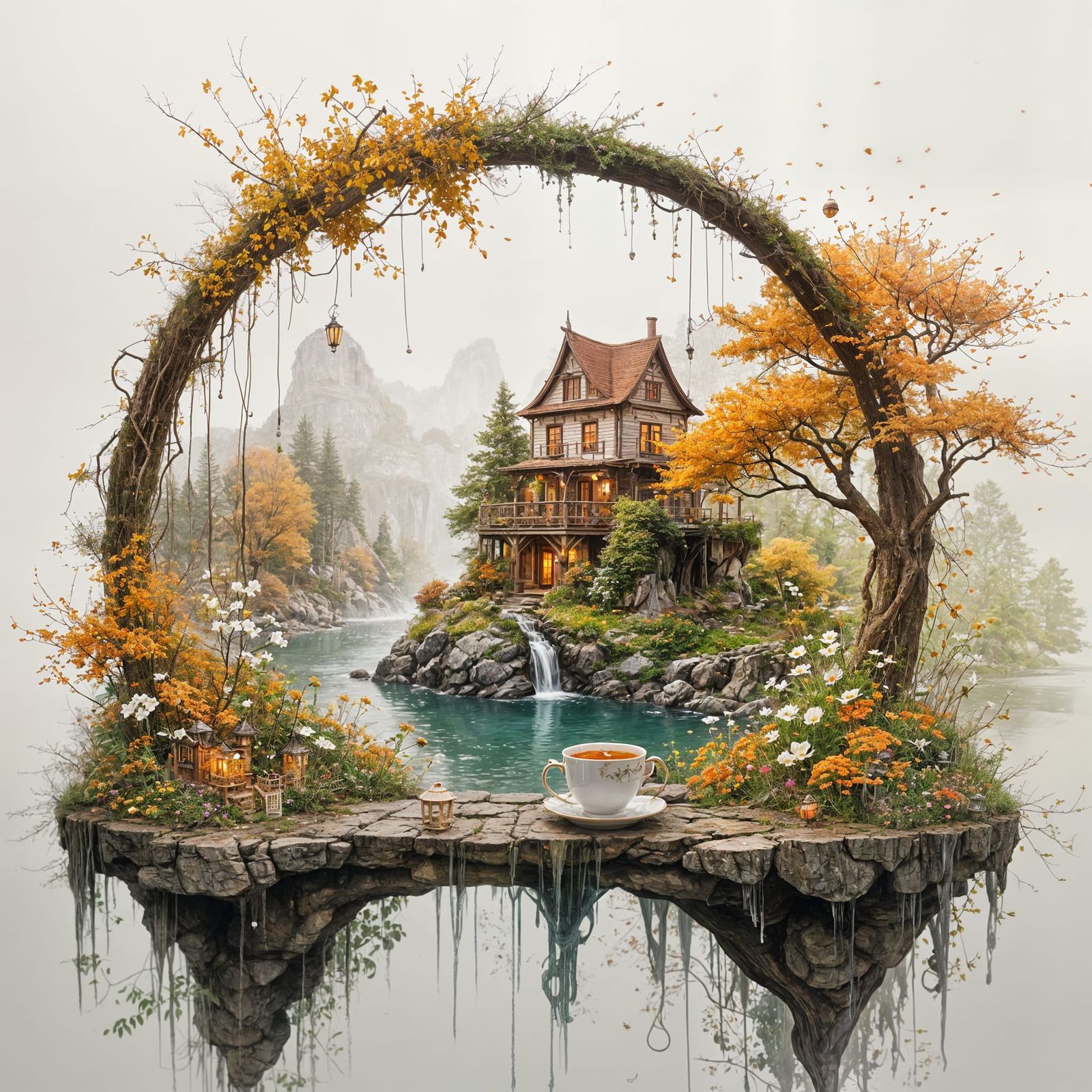 Enchanting Teacup World: Painterly Realism