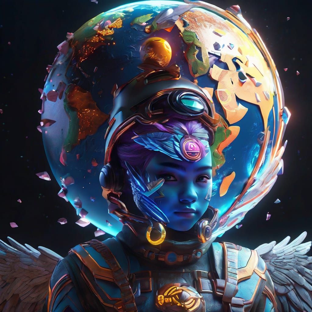 Elysia's Thunderbird Hug in Vibrant Neon Dreamscapes