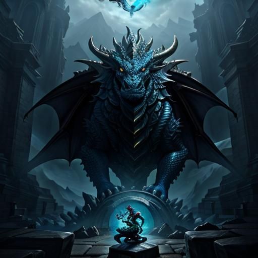 Dragon god creature animal being slowly freed from its stone...