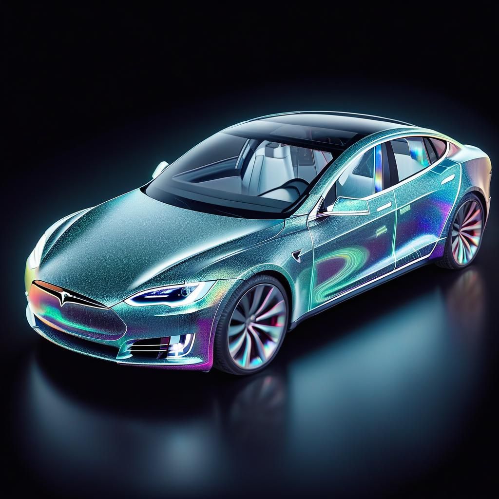 Holographic Tesla Model S - AI Generated Artwork - NightCafe Creator