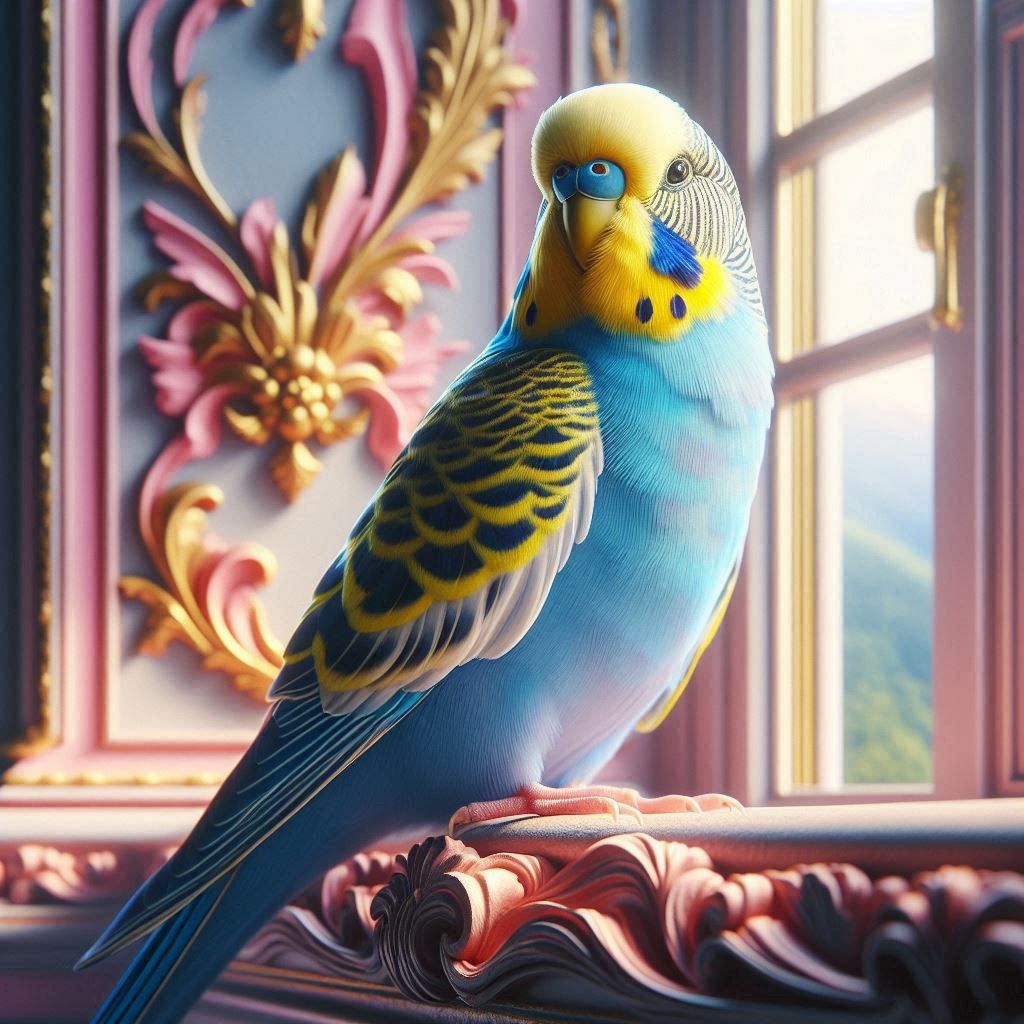 Budgie on windowsill