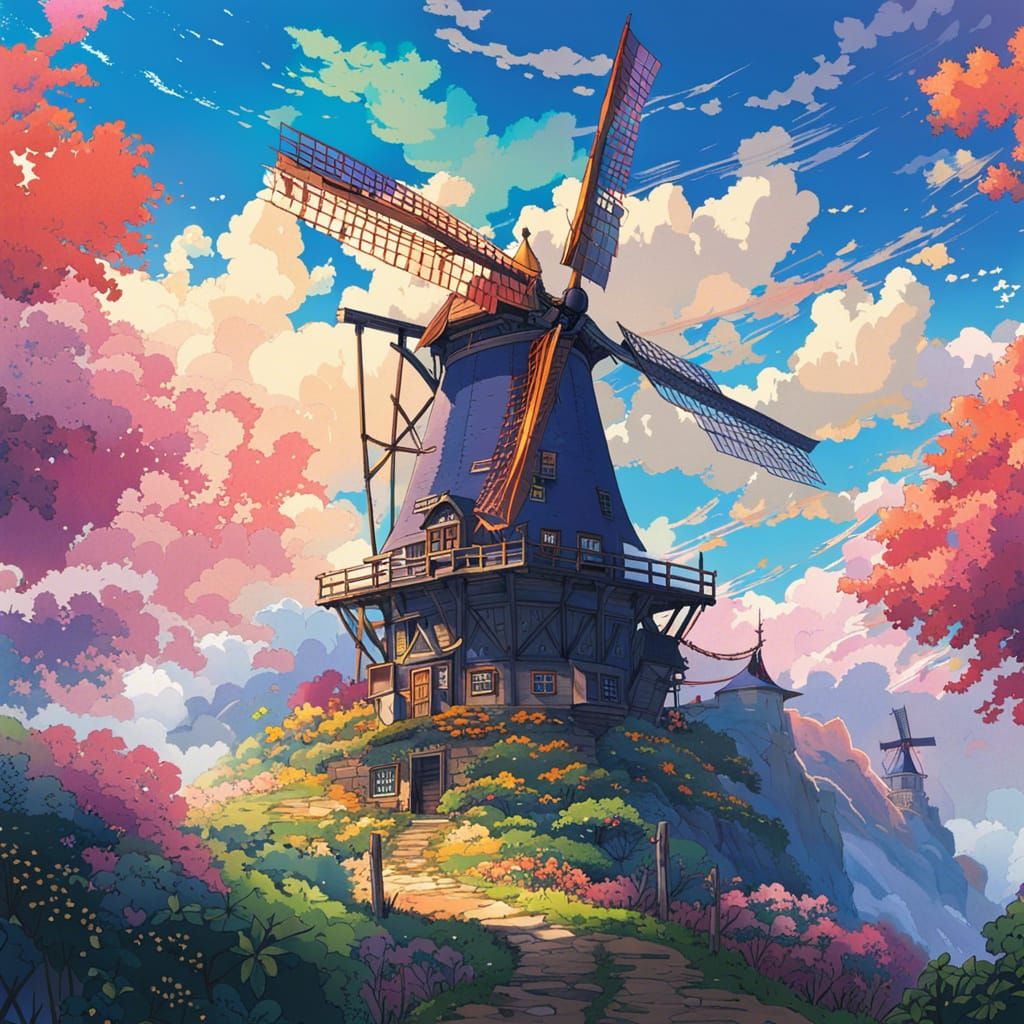 windmill in spring  by @Just_some_guy