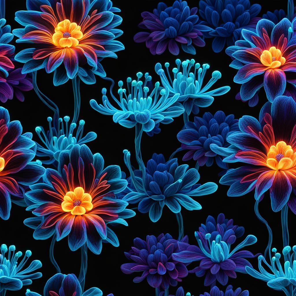 bioluminescent neon flower
