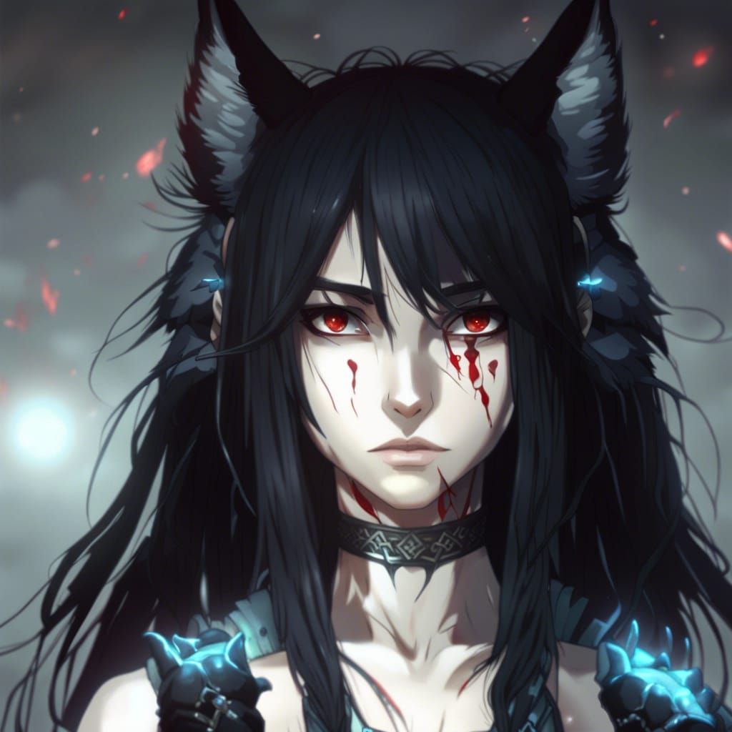 Bloodied Wolf Girl - AI Generated Artwork - NightCafe Creator