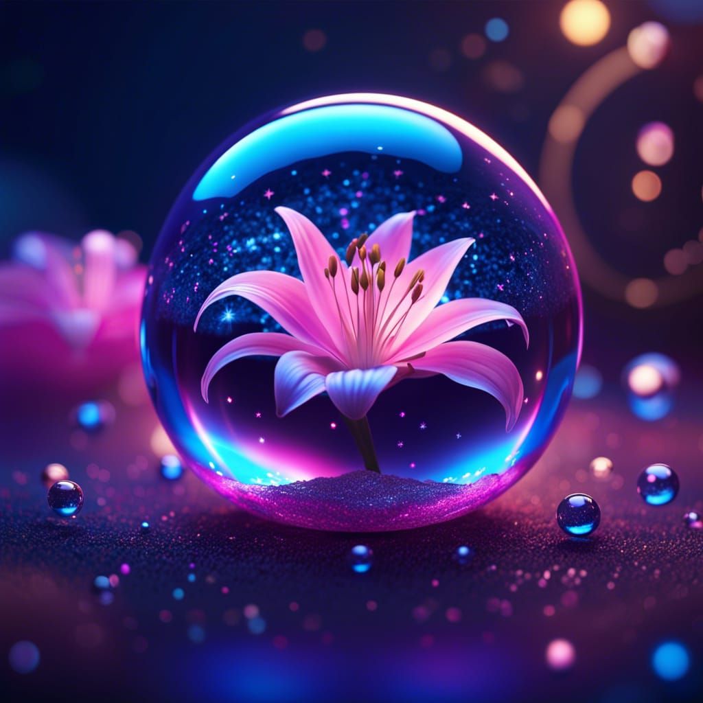 Flower Lily in a cosmic bubble  by @Katrin Bunge