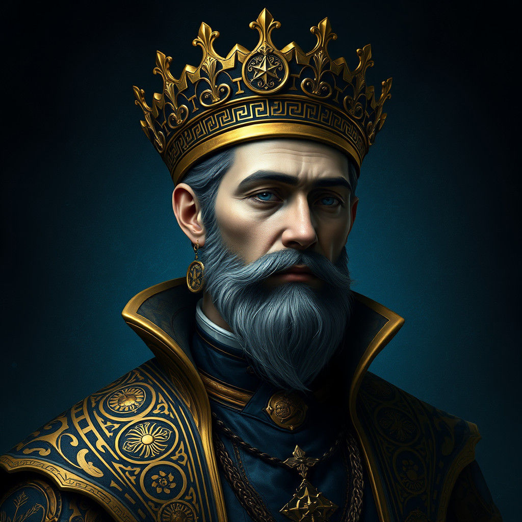 Mystical Regal Figure in Ornate Attire