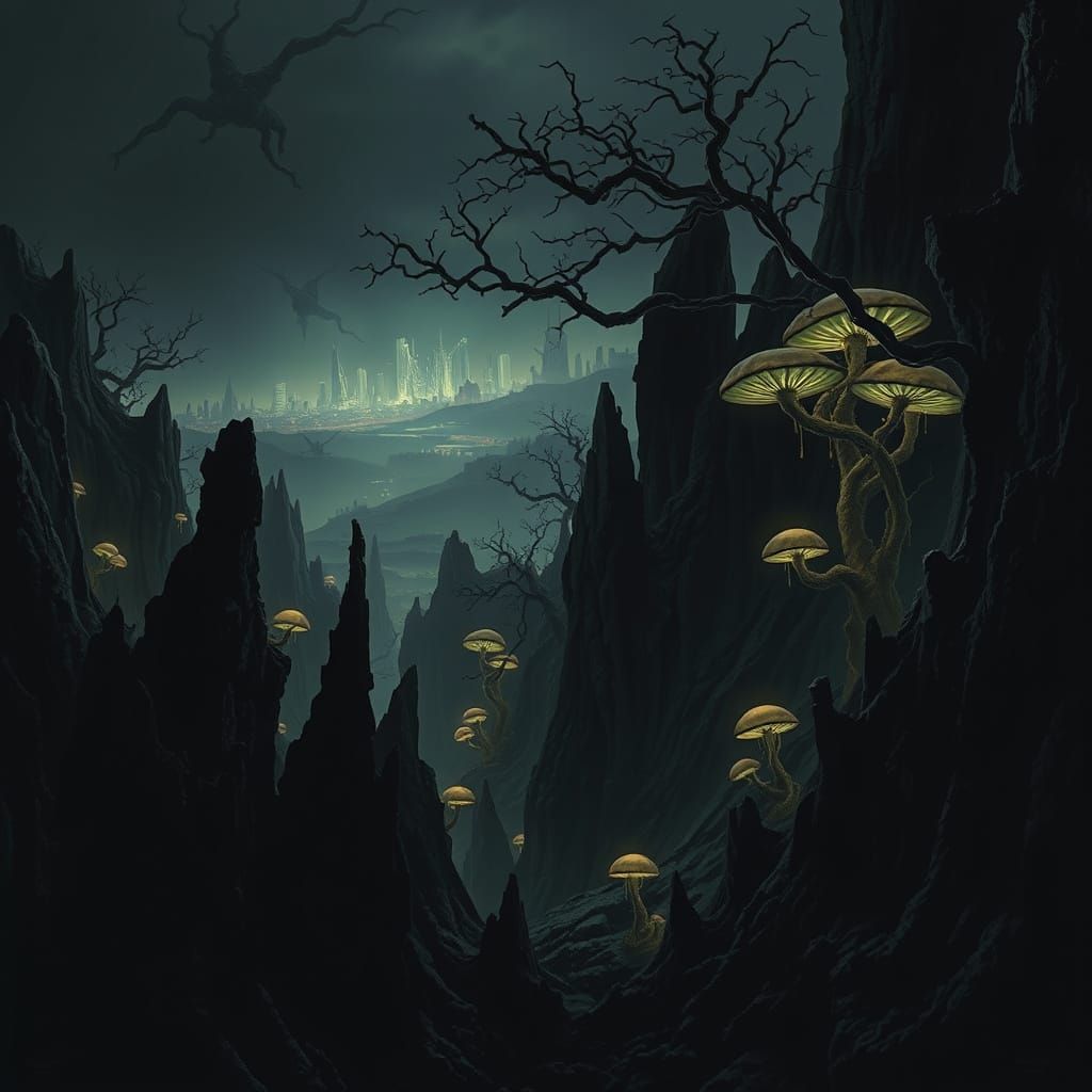 Twisted Dreamscape of Biomechanical Rock Formations
