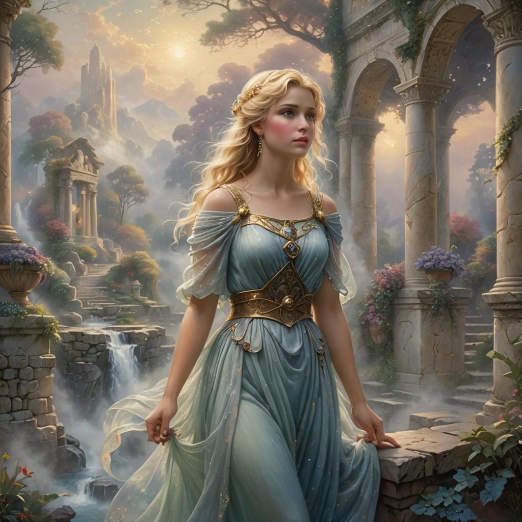 Blonde haired female posing in roman dauna ethereal fantasy ...