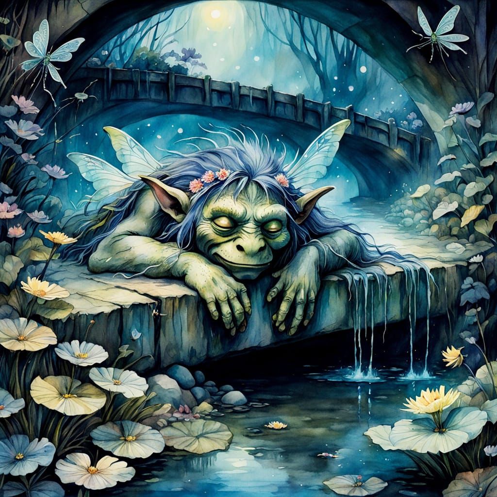 Trolls Daily Challenge #976      A TROLL SLEEPING  ON THE BRIDGE   by @gypsy