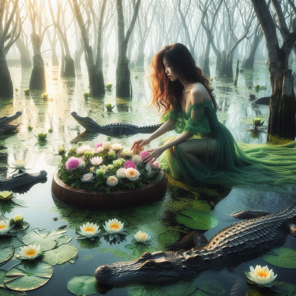 Flower basin in a swamp