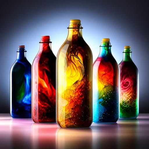 summer, winter, autumn, spring, in a bottle