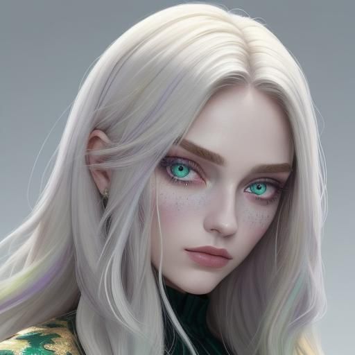 Beautiful woman with one green eye and one blue purple eye. ...