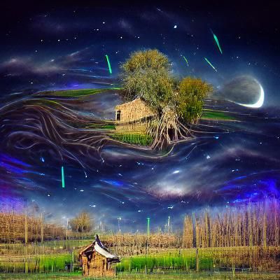 Cosmic House Under Starry Sky by Amaringo