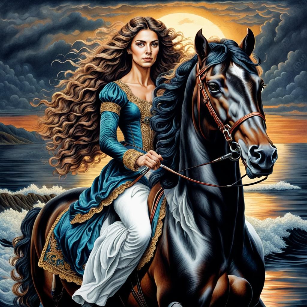 Riding a stallion.  by @Natik