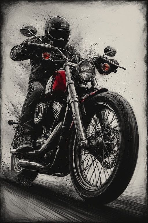 GHOSTRIDER [MARVEL COMICS] RIDING A BLACK AND RED HARLEY DAV...